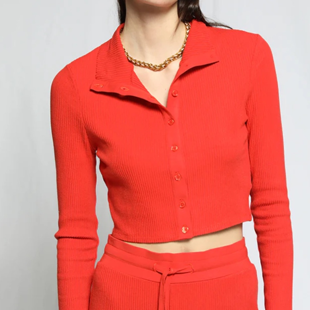 Elegant THE RANGE Brushed Alloy Ribbed Cropped Cotton Turtleneck Small NWT